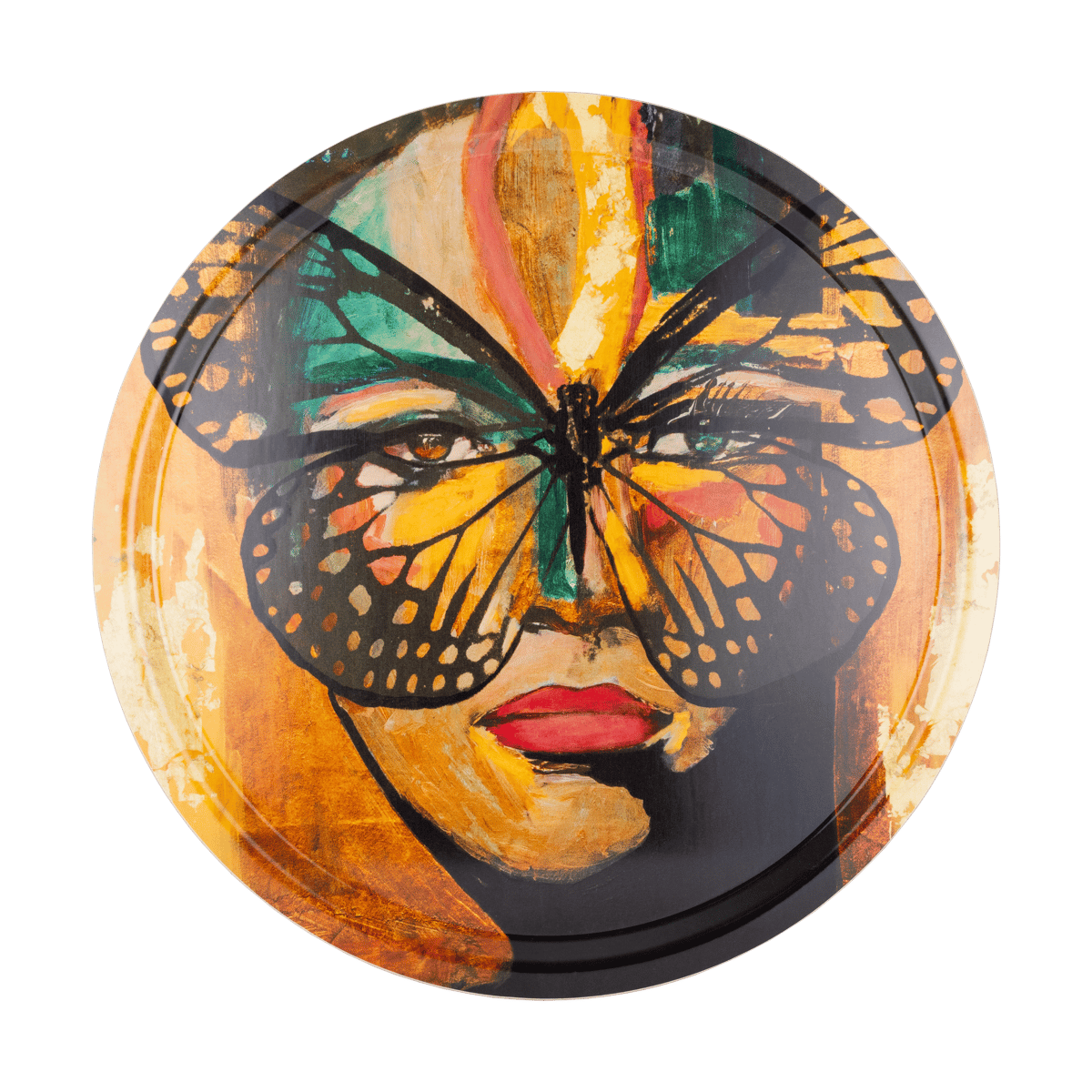 Carolina Gynning Golden Butterfly dienblad o46 cm Orange-black