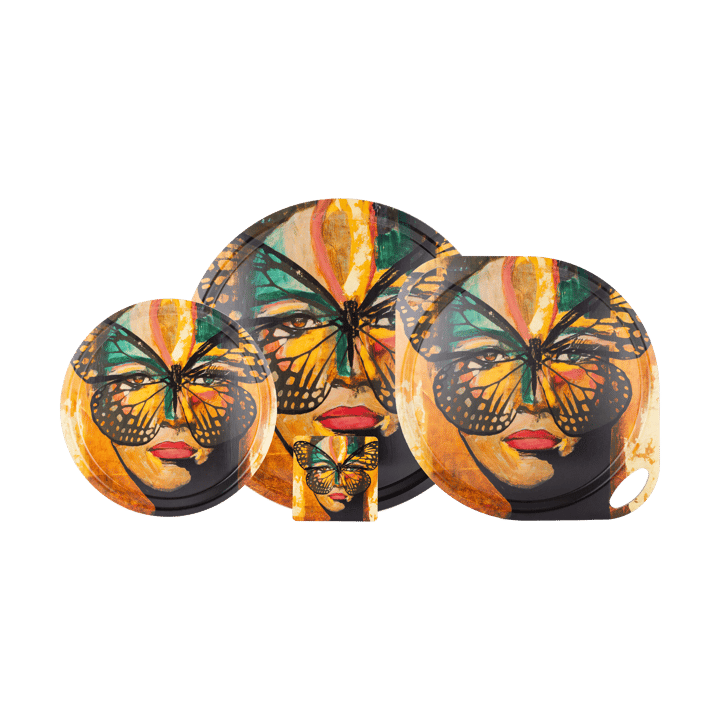 Golden Butterfly dienblad Ø46 cm, Orange-black Carolina Gynning