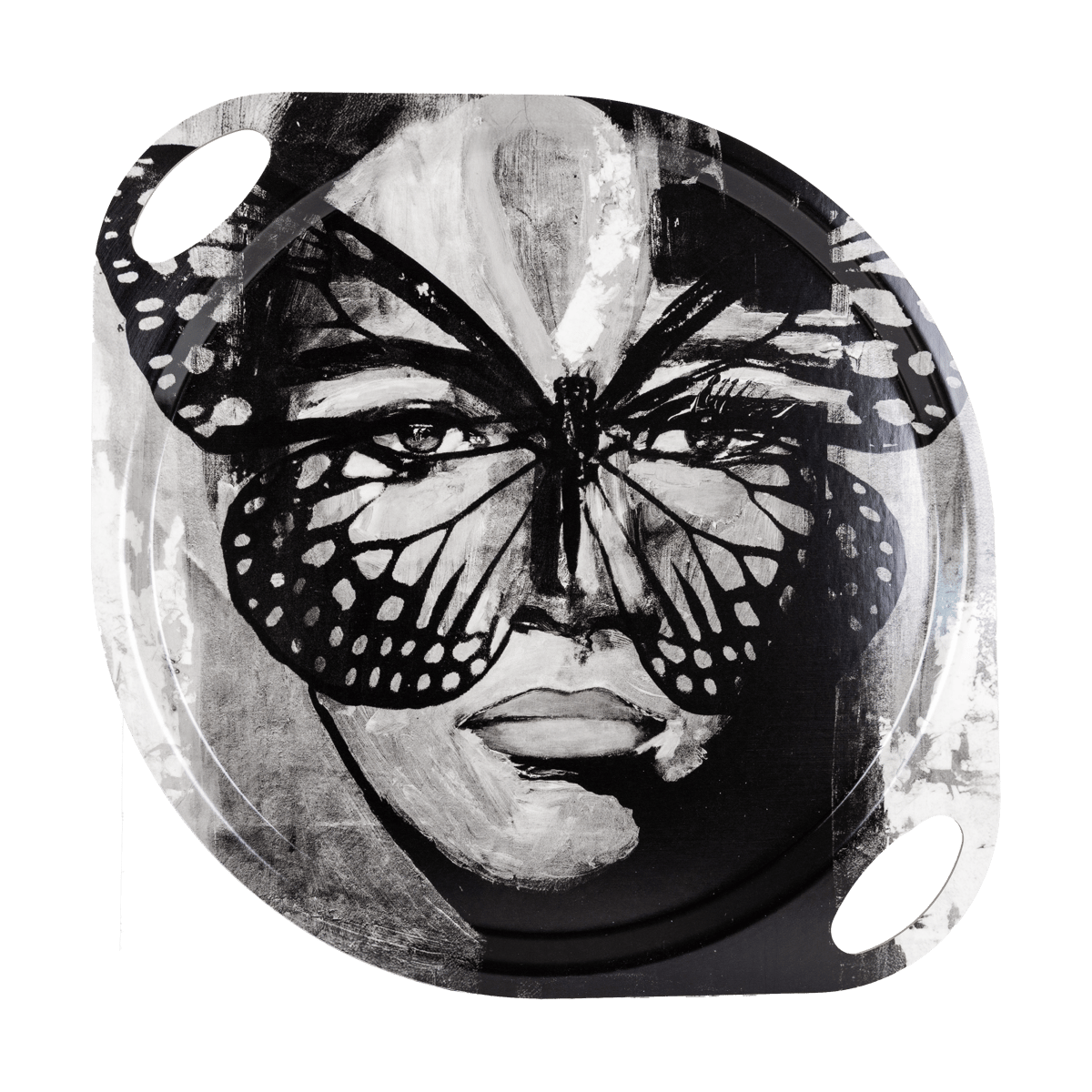 Carolina Gynning Golden Butterfly dienblad met handvat 38x47 cm Black-white