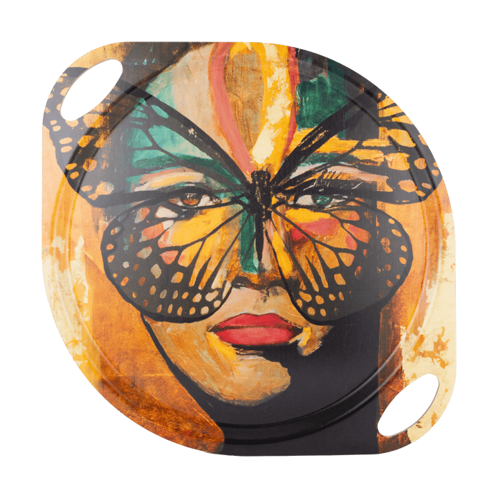 Golden Butterfly dienblad met handvat 38x47 cm - Orange-black - Carolina Gynning