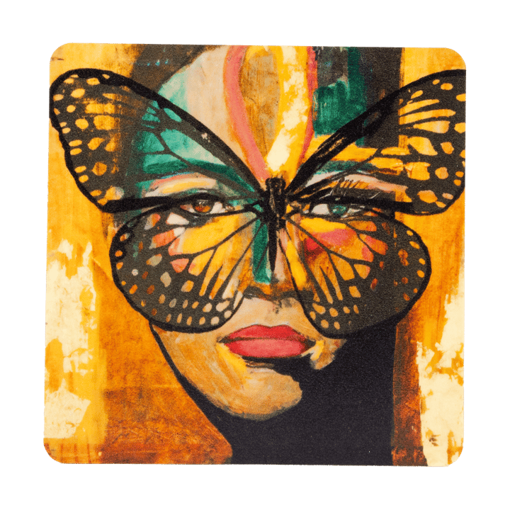Golden Butterfly onderzetter 9x9 cm - Orange-black - Carolina Gynning