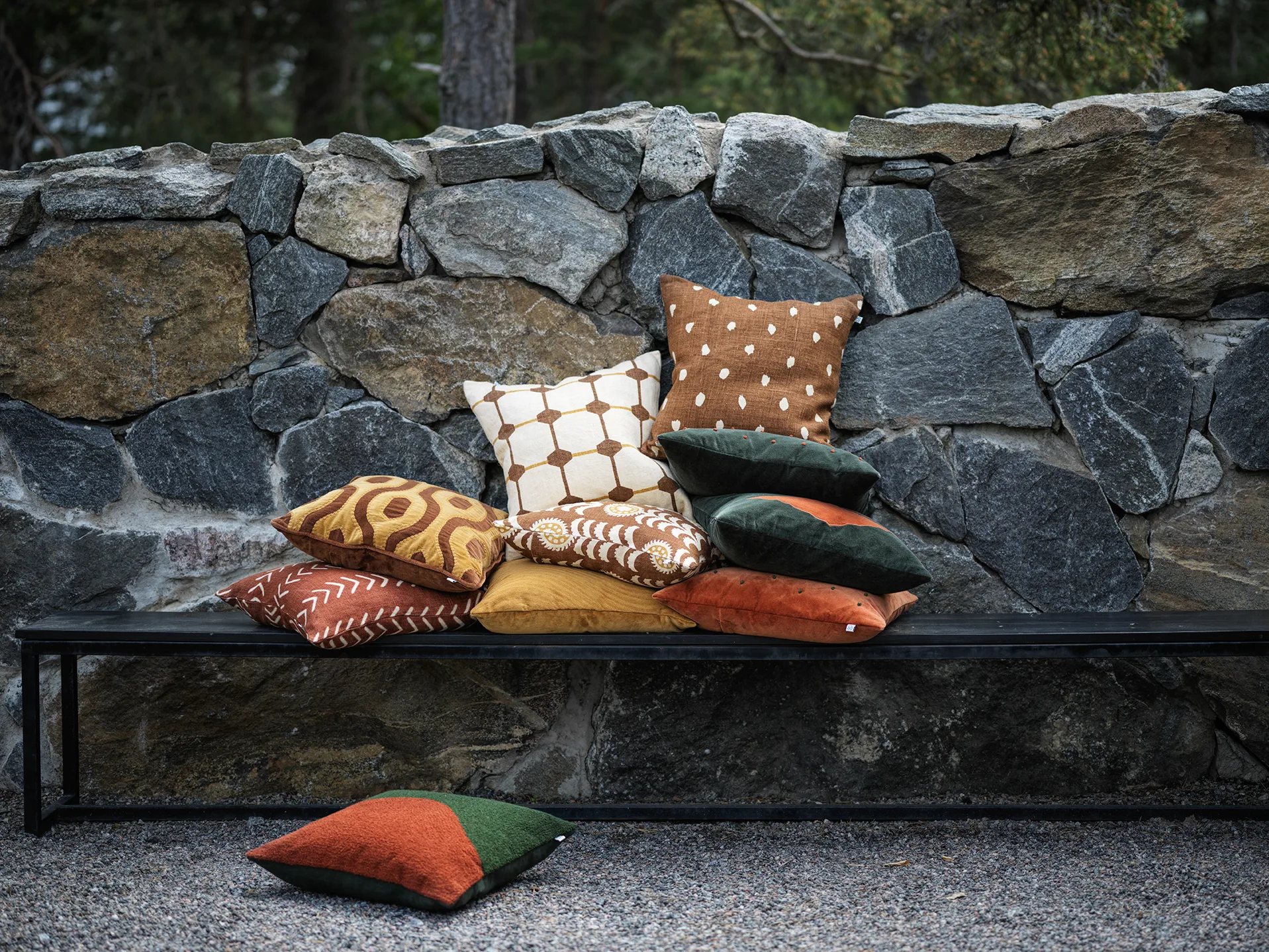 Alok kussenhoes 50x50 cm, Taupe-spicy yellow Chhatwal & Jonsson