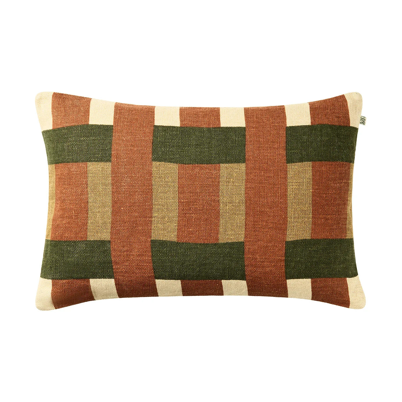 Benaras kussenhoes, Apricot Orange-Khaki-Cactus Green, 40x60 cm Chhatwal & Jonsson
