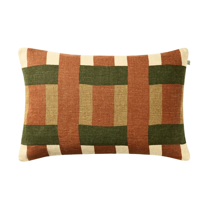 Benaras kussenhoes - Apricot Orange-Khaki-Cactus Green, 40x60 cm - Chhatwal & Jonsson