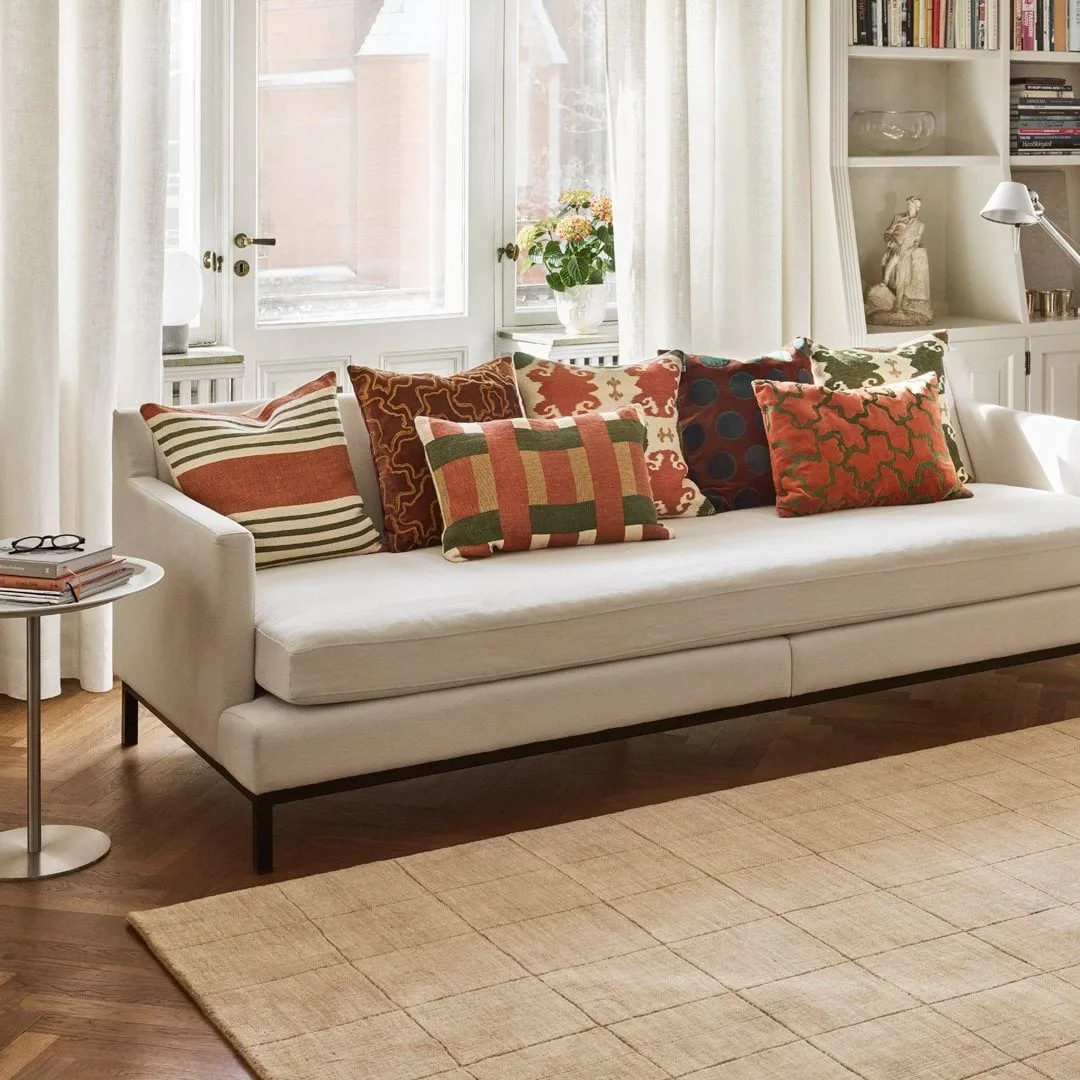 Benaras kussenhoes, Apricot Orange-Khaki-Cactus Green, 40x60 cm Chhatwal & Jonsson