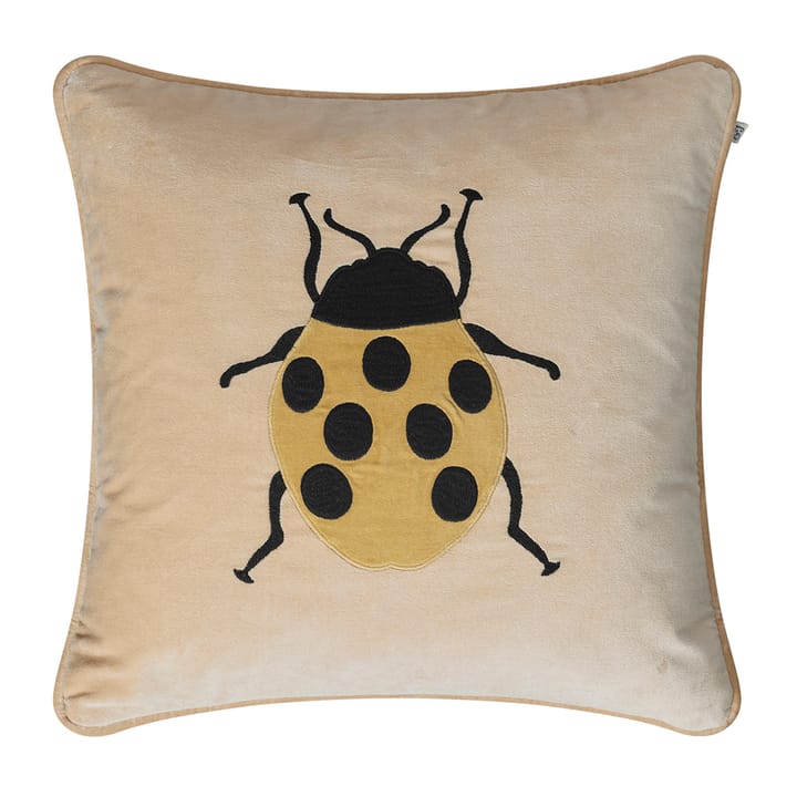 Embroidered Beetle kussensloop 50x50 cm - Beige-spicy yellow - Chhatwal & Jonsson