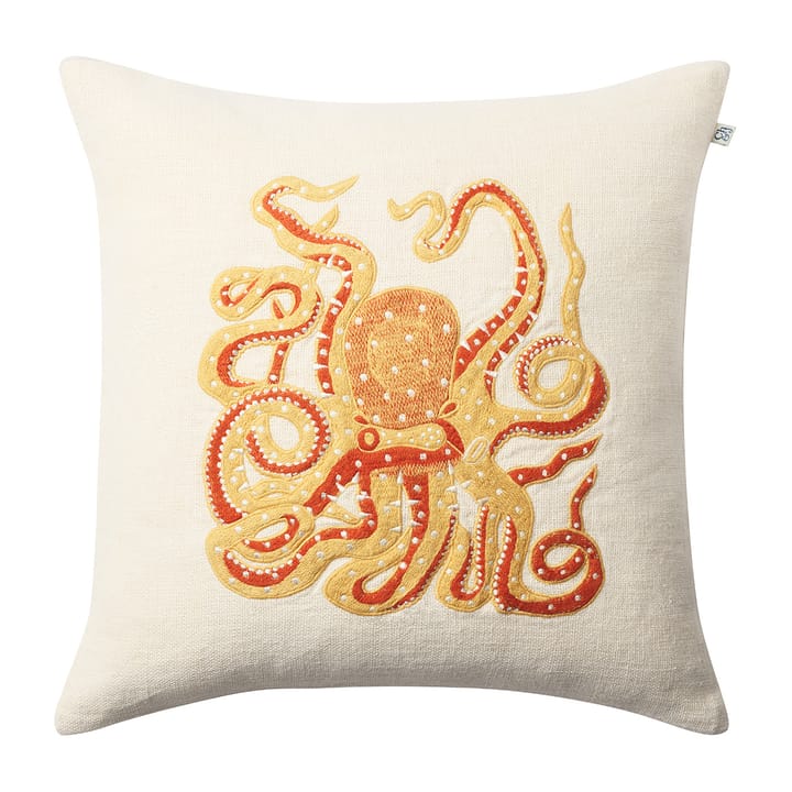 Embroidered Octopus kussensloop 50x50 cm - Spicy yellow-orange - Chhatwal & Jonsson
