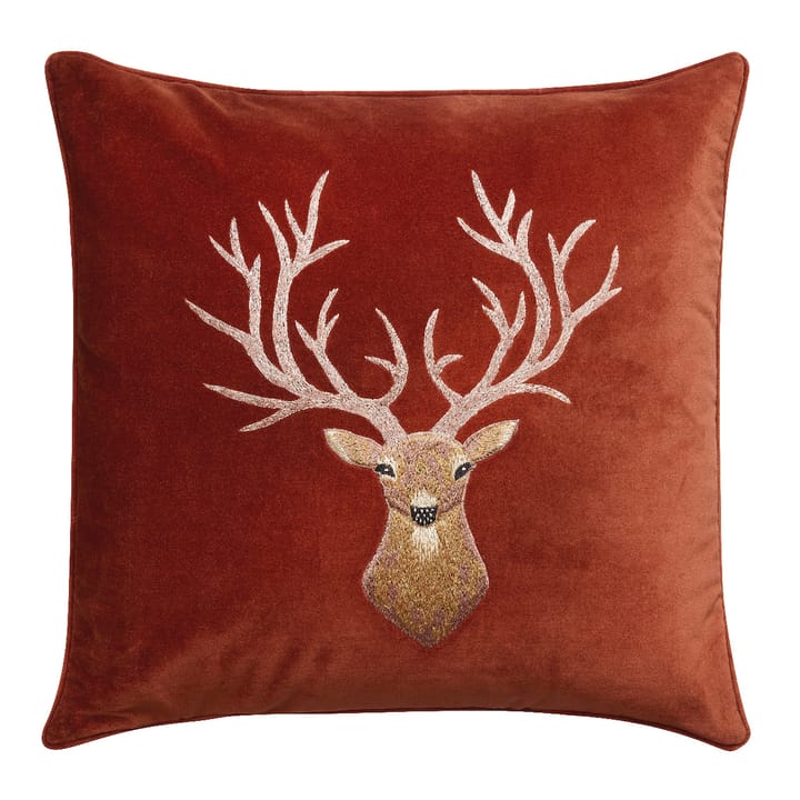 Embroidered Reindeer kussenhoes 50x50 cm - Rust - Chhatwal & Jonsson
