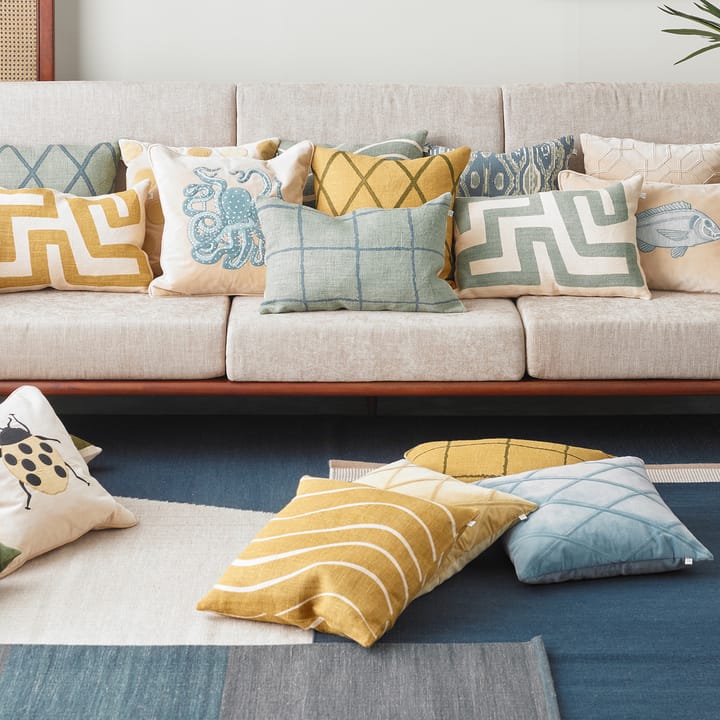 Ikat Madras kussensloop 50x50 cm, Heaven blue-aqua Chhatwal & Jonsson