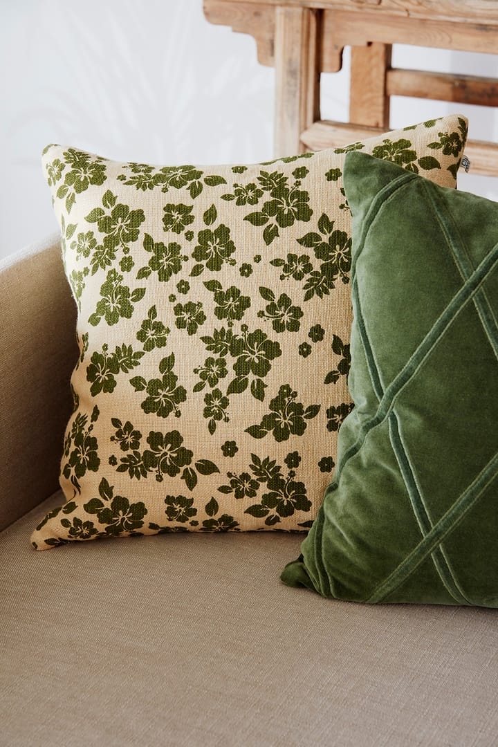 Indu kussenhoes 50x50 cm, Light beige-cactus green Chhatwal & Jonsson