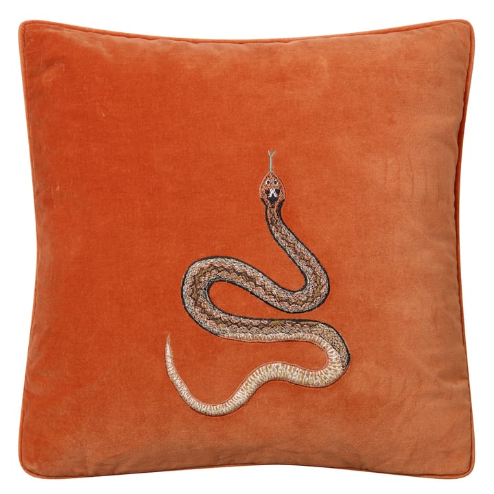 Kussenhoes met geborduurde cobra, 50x50 cm - Oranje - Chhatwal & Jonsson