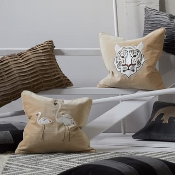 Kussenhoes met geborduurde tijger, 50x50 cm - Beige - Chhatwal & Jonsson