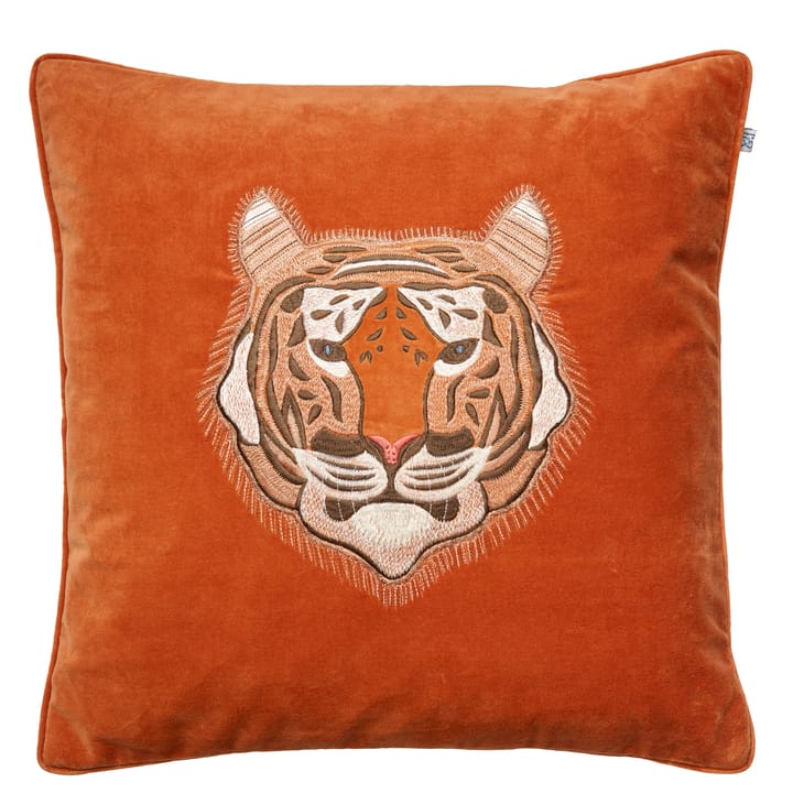 Kussenhoes met geborduurde tijger, 50x50 cm - Oranje - Chhatwal & Jonsson