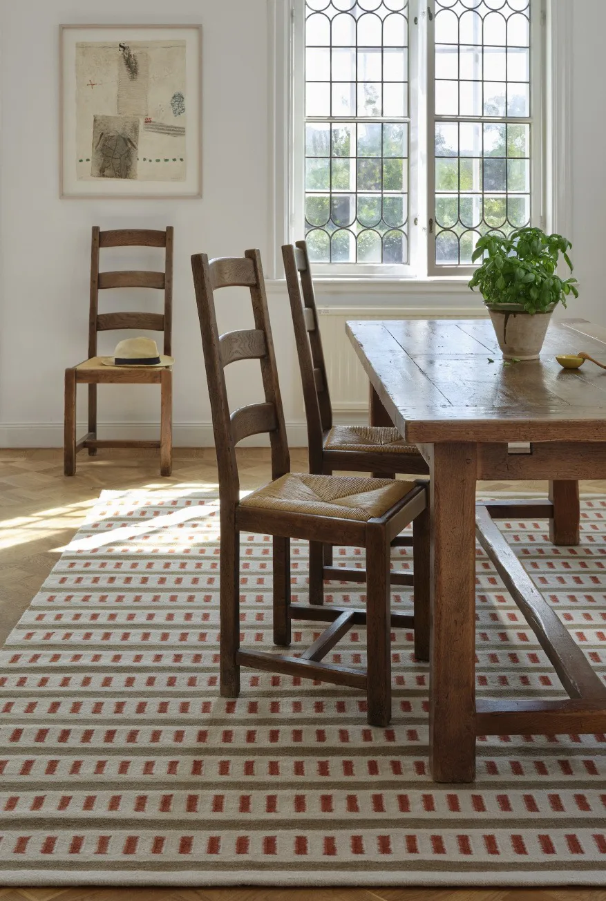 Ladakh wollen mat, Off white-beige-rust, 180x270 cm Chhatwal & Jonsson