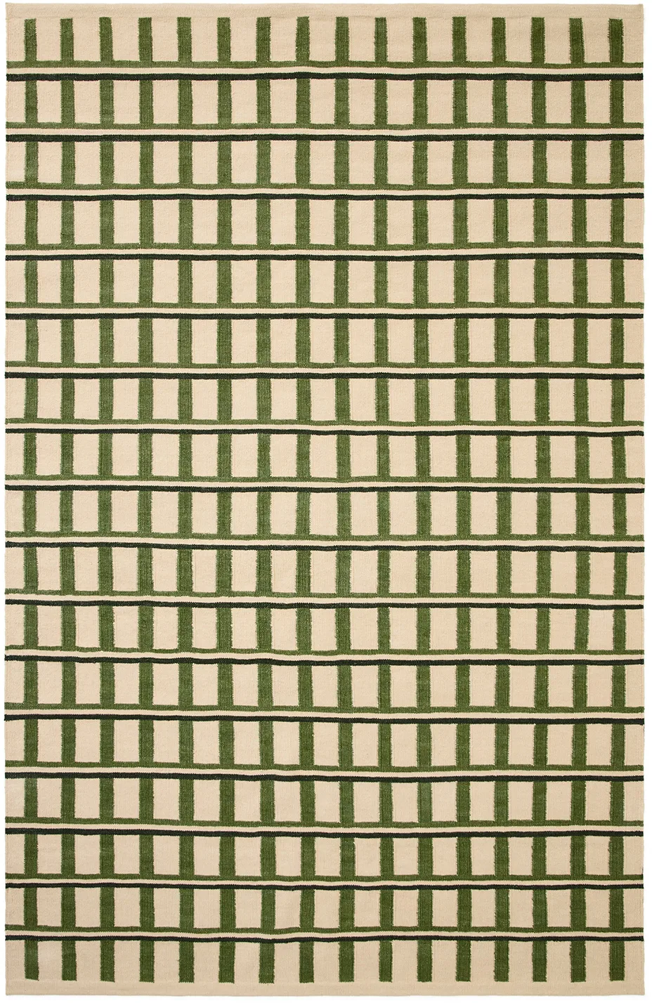 Mysore wollen mat, Off white-green-dark green, 230x320 cm Chhatwal & Jonsson