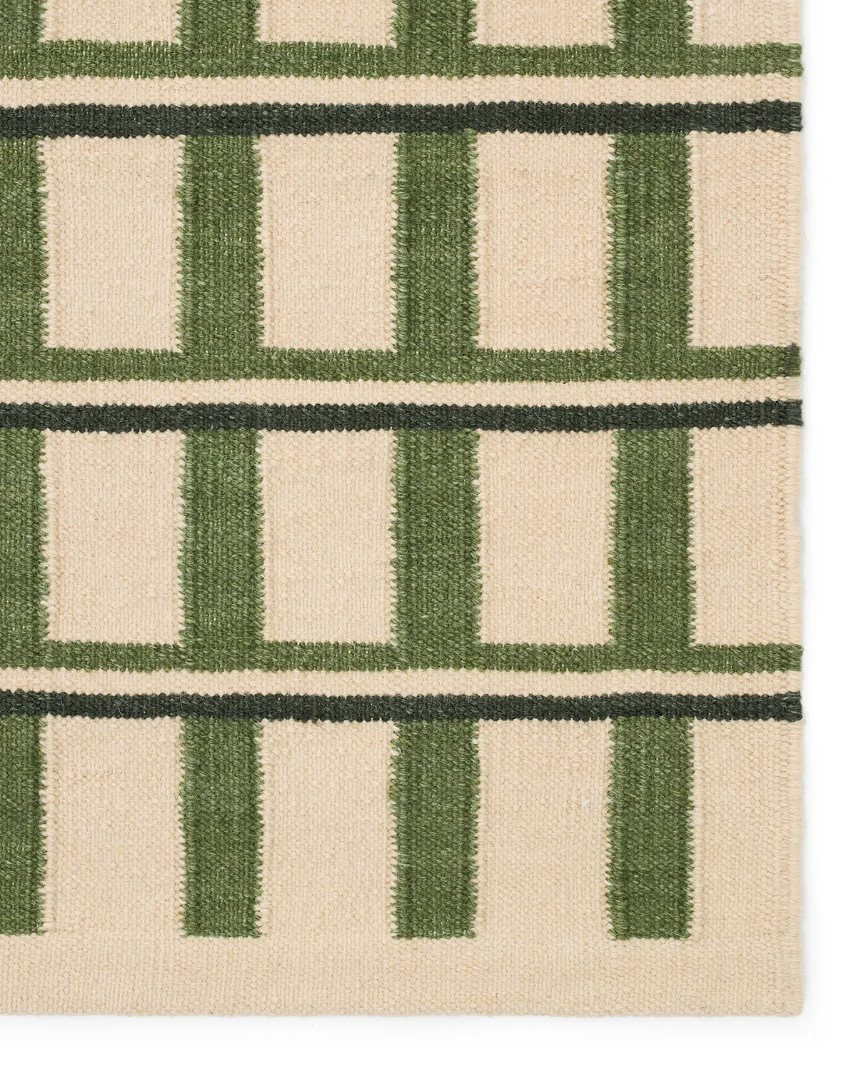 Mysore wollen mat, Off white-green-dark green, 230x320 cm Chhatwal & Jonsson