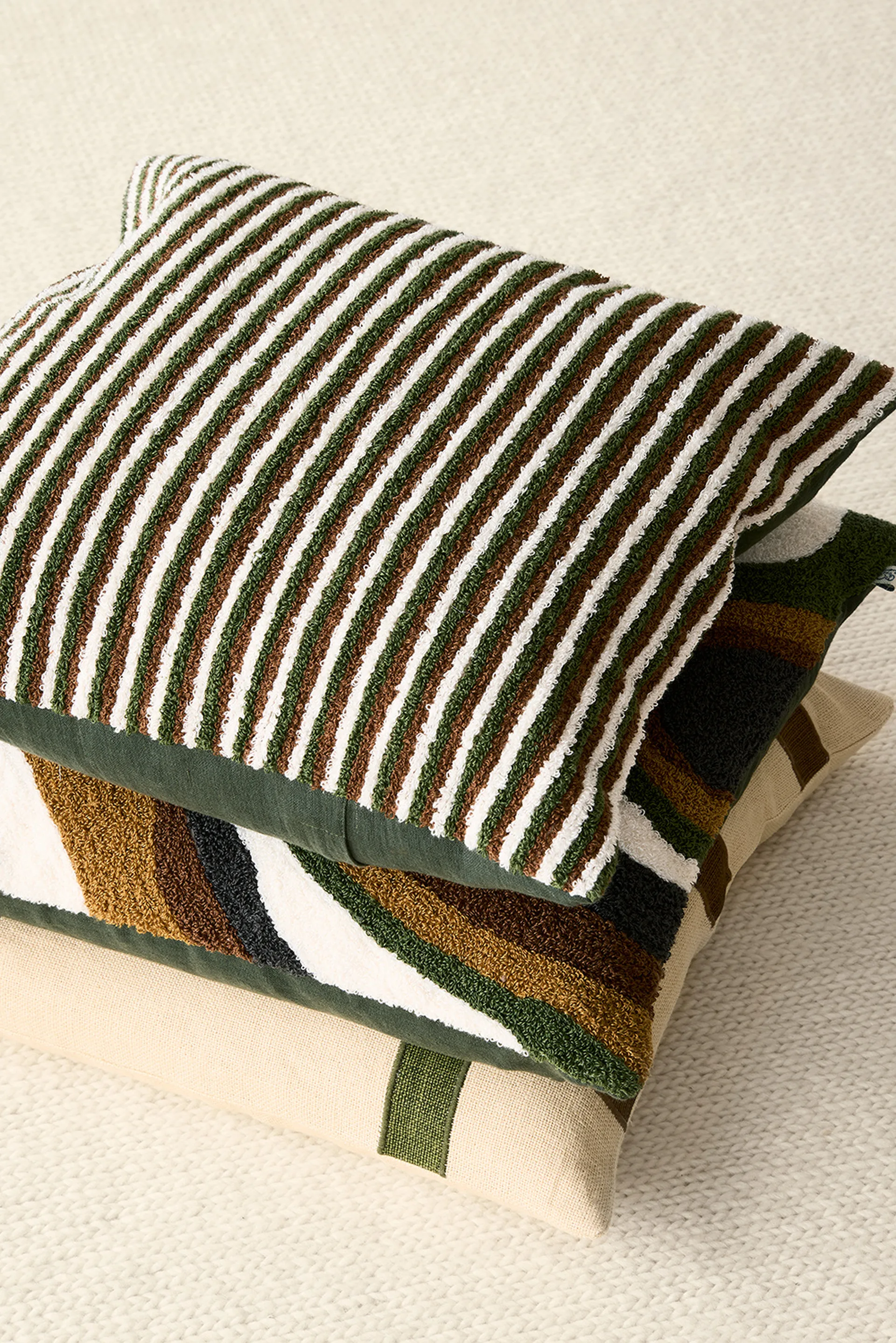Raipur kussenhoes 50x50 cm, Cognac-Cactus Green-Off White Chhatwal & Jonsson