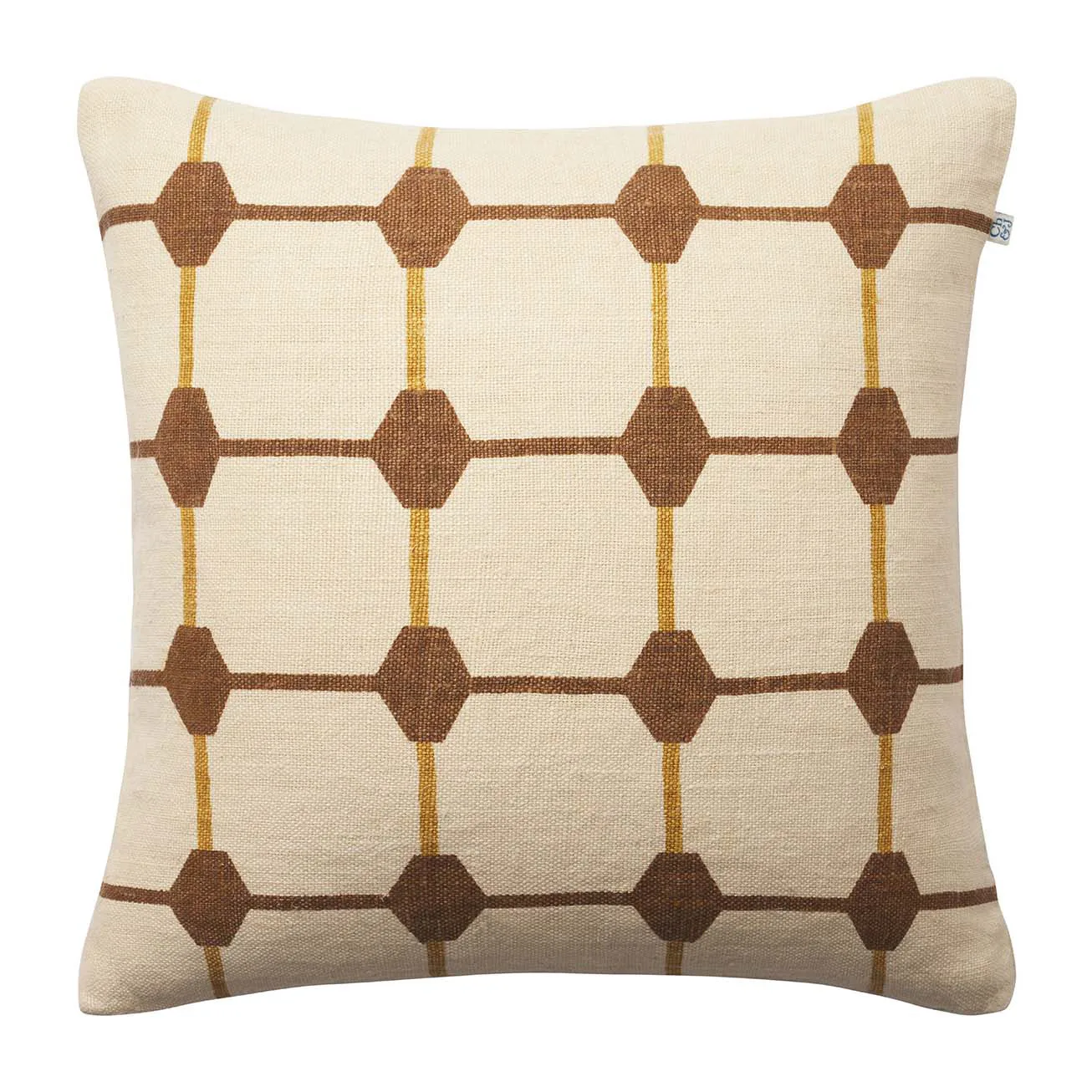 Rakhi kussenhoes 50x50 cm, Taupe-spicy yellow Chhatwal & Jonsson