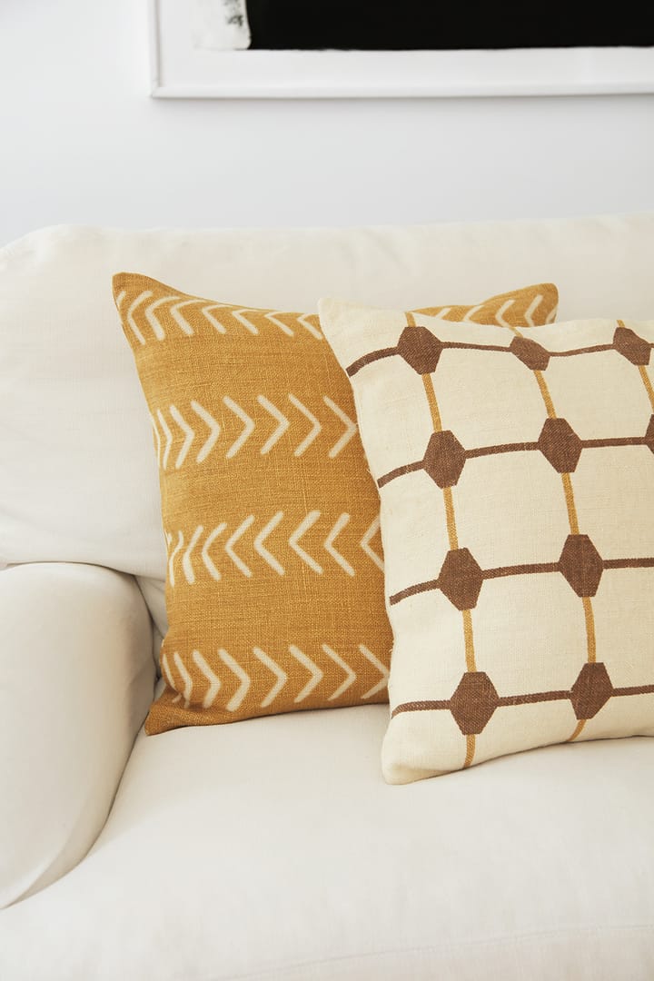Rakhi kussenhoes 50x50 cm - Taupe-spicy yellow - Chhatwal & Jonsson