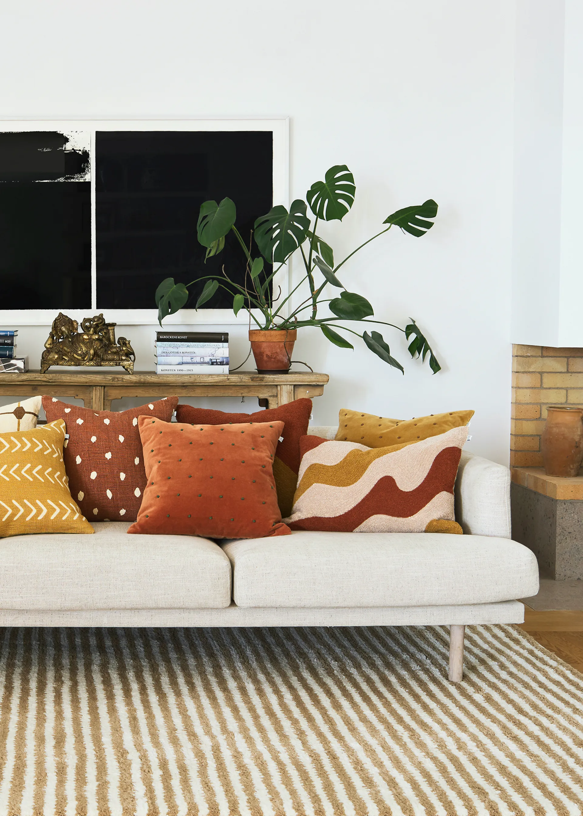 Roma kussenhoes 50x50 cm, Terracotta-forest green Chhatwal & Jonsson