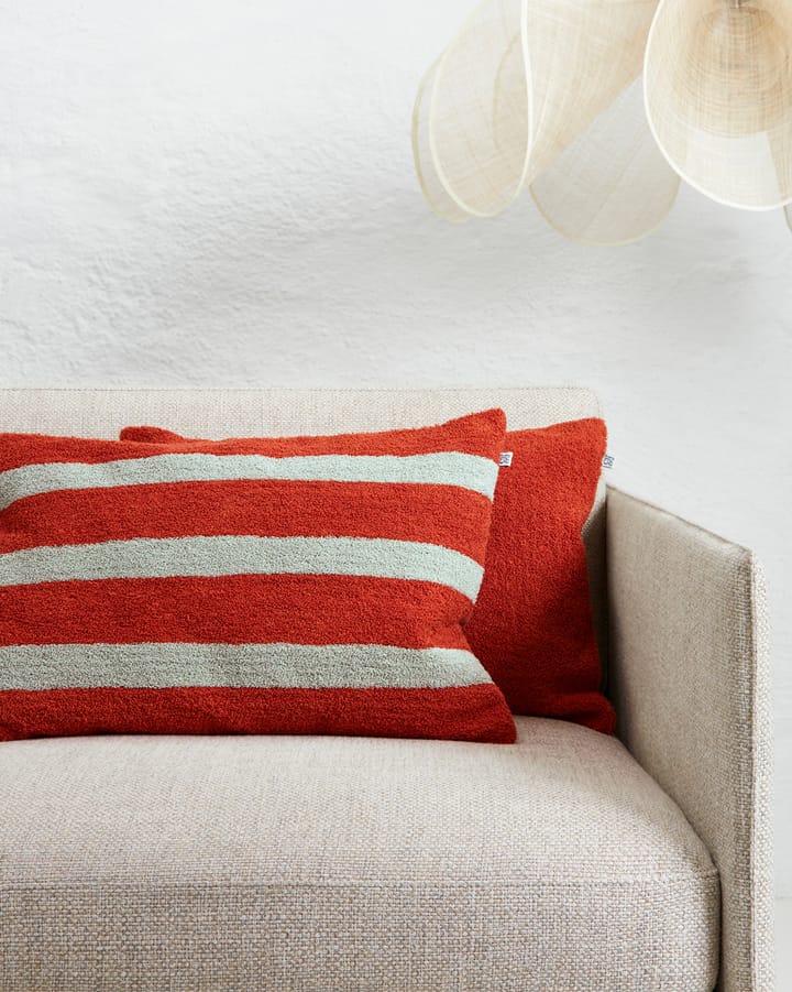 Stripe linnen boucle kussensloop 40x60 cm, Apricot orange-aqua Chhatwal & Jonsson