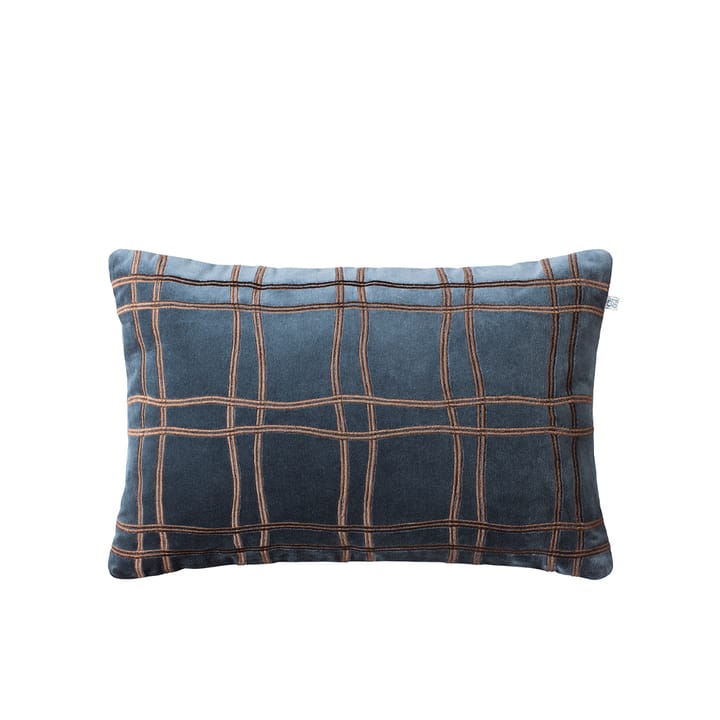 Tattersall kussenhoes - sea blue/cognac, 60x40 cm - Chhatwal & Jonsson