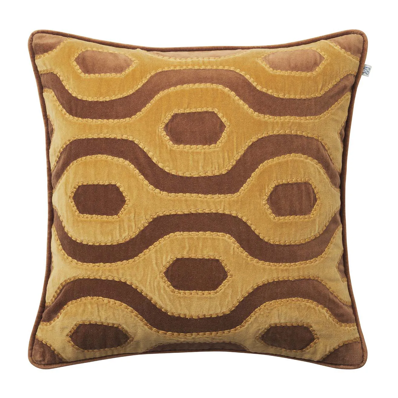 Varanasi kussenhoes 50x50 cm, Cognac-masala yellow Chhatwal & Jonsson