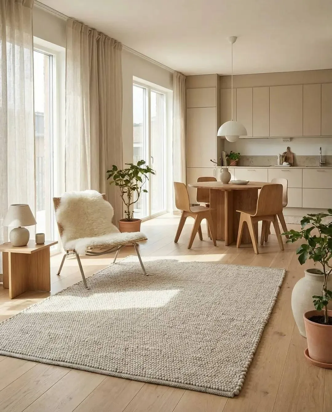 Merino wollen vloerkleed, oat, 250x350 cm Classic Collection