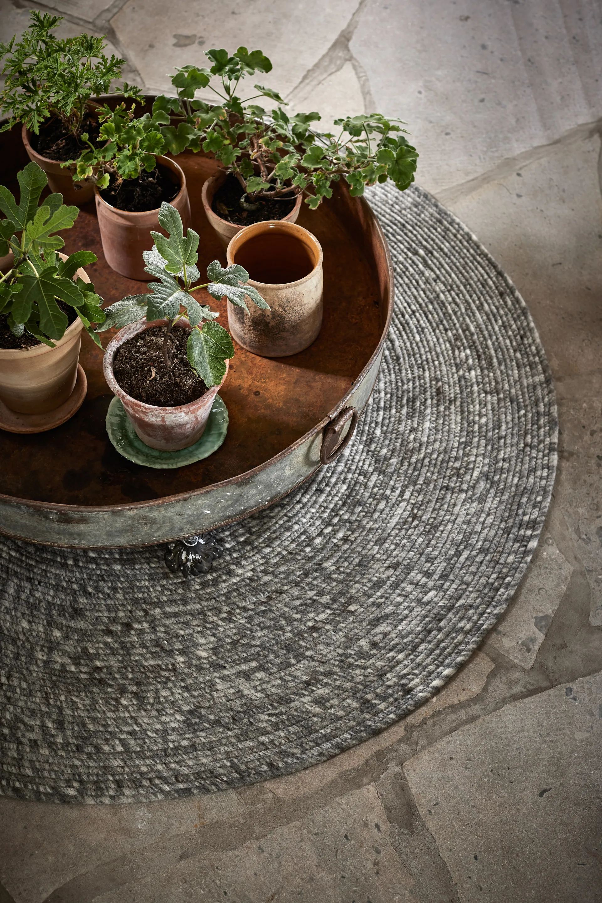 Merino wollen vloerkleed rond Ø160 cm, Grijs Classic Collection