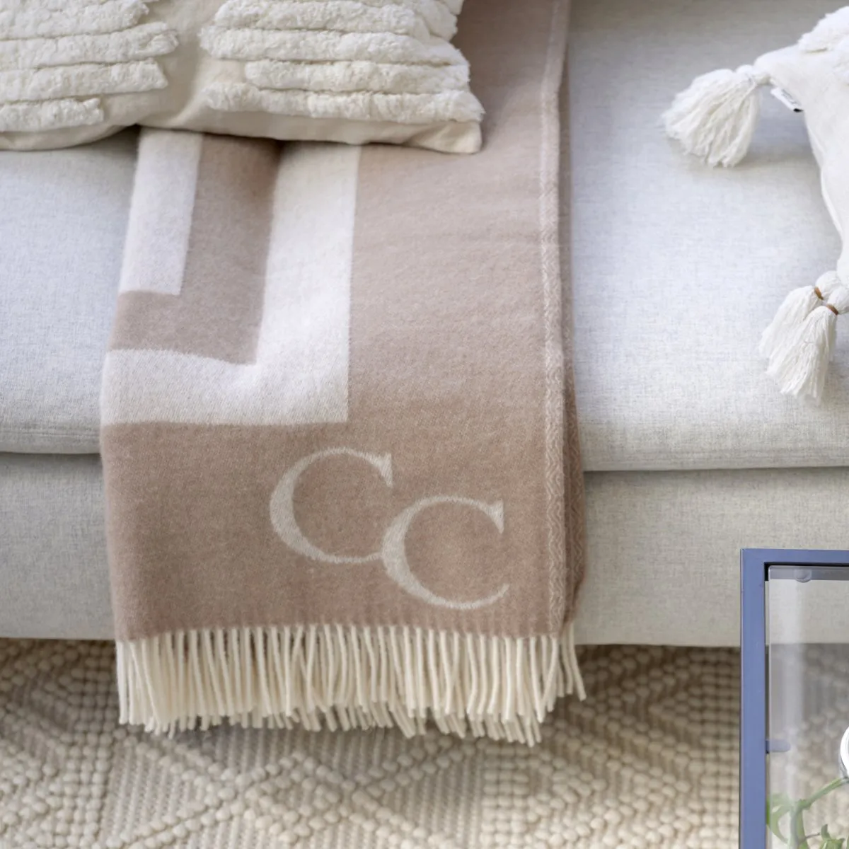 Monogram wollen plaid 130x200 cm, Beige Classic Collection