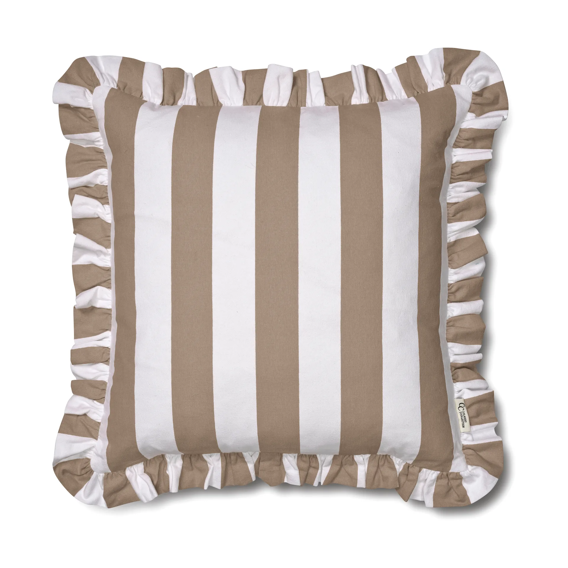 Ruffle Stripes kussenhoes 50x50 cm, Beige Classic Collection