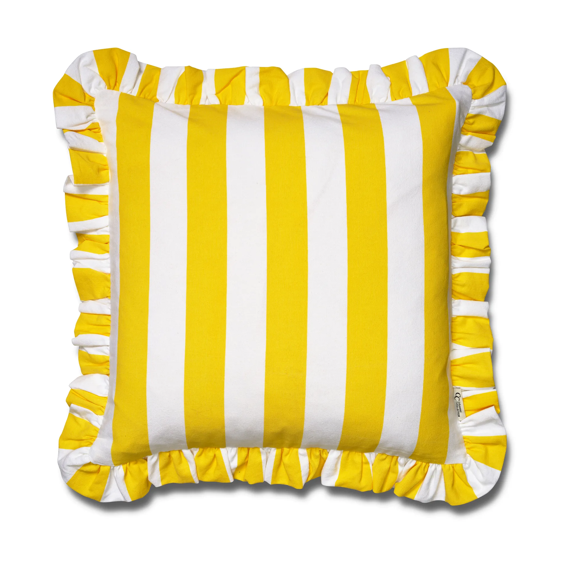 Ruffle Stripes kussenhoes 50x50 cm, Yellow Classic Collection