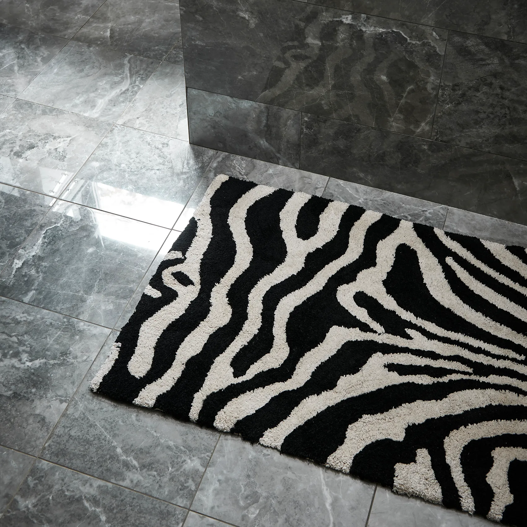 Zebra badkamermat 60x90 cm, Zwart-wit Classic Collection