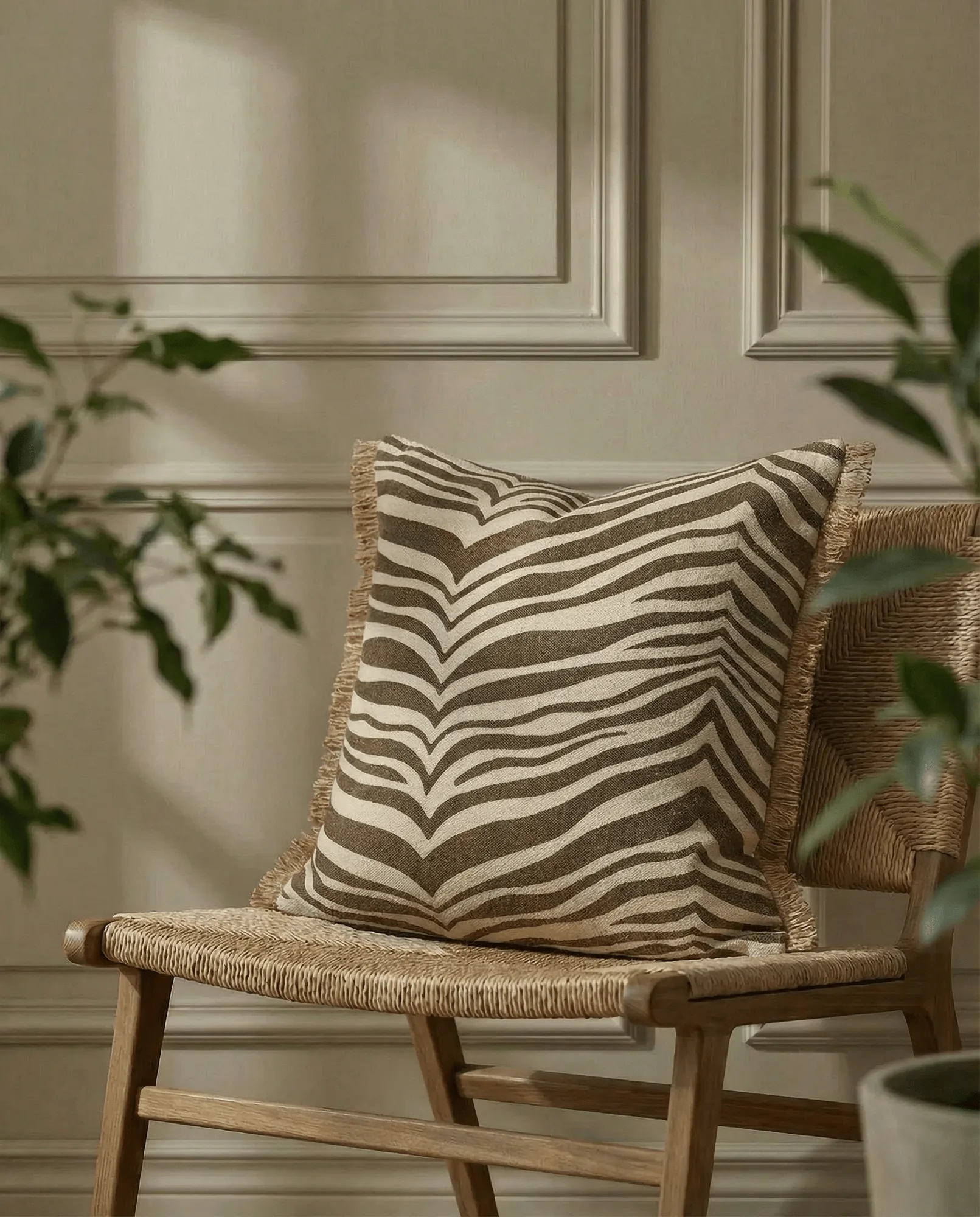 Zebra kussen, bruin-naturel, 50x50 cm Classic Collection