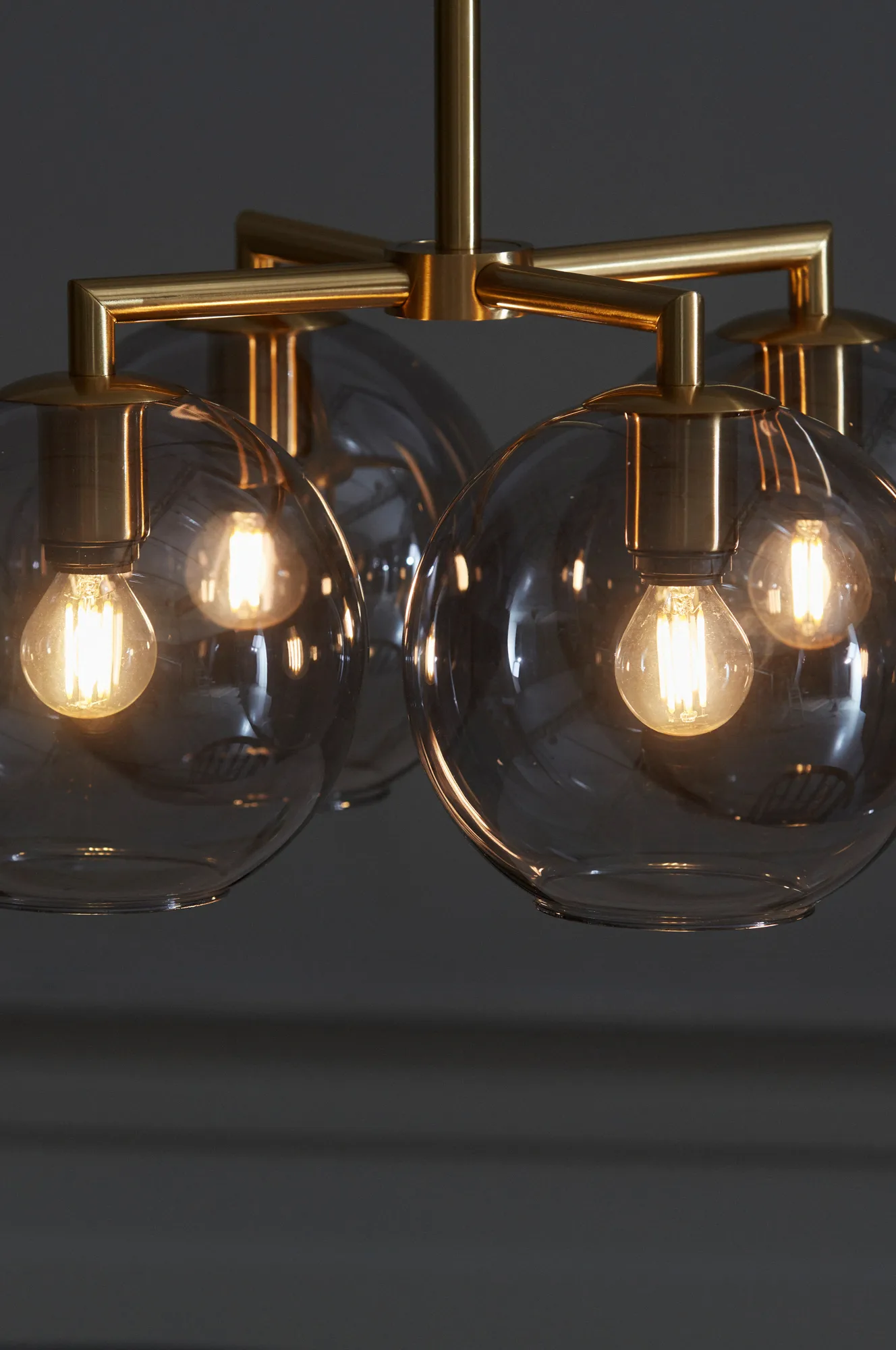 Ture hanglamp 30 cm, Messing-rookkleurig glas CO Bankeryd