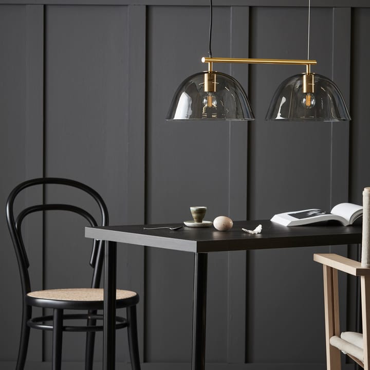 Wendo 70 plafondlamp rookkleurig glas, Messing afwerking CO Bankeryd