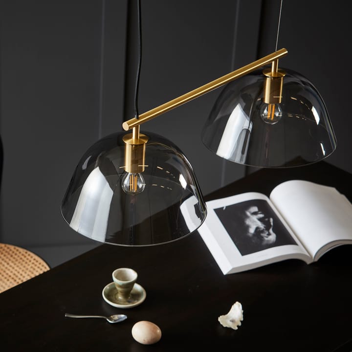 Wendo 70 plafondlamp rookkleurig glas, Messing afwerking CO Bankeryd