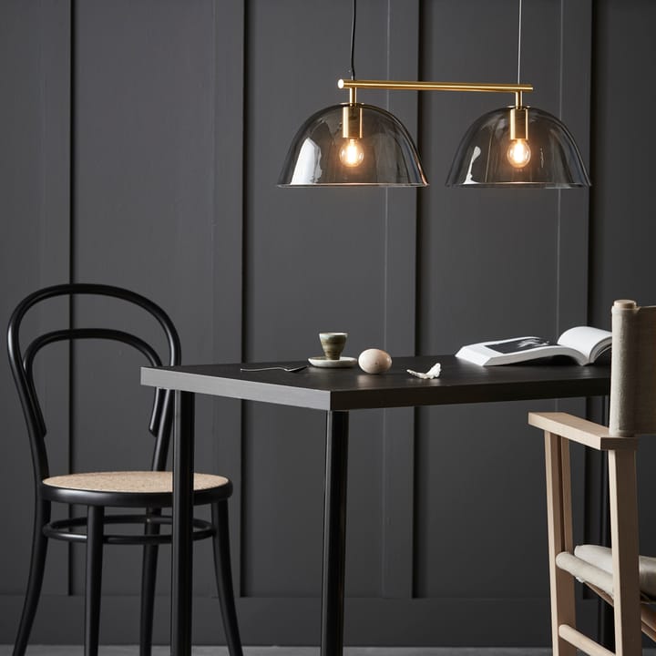 Wendo 70 plafondlamp rookkleurig glas, Messing afwerking CO Bankeryd