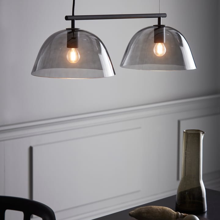 Wendo 70 plafondlamp rookkleurig glas, Zwart CO Bankeryd