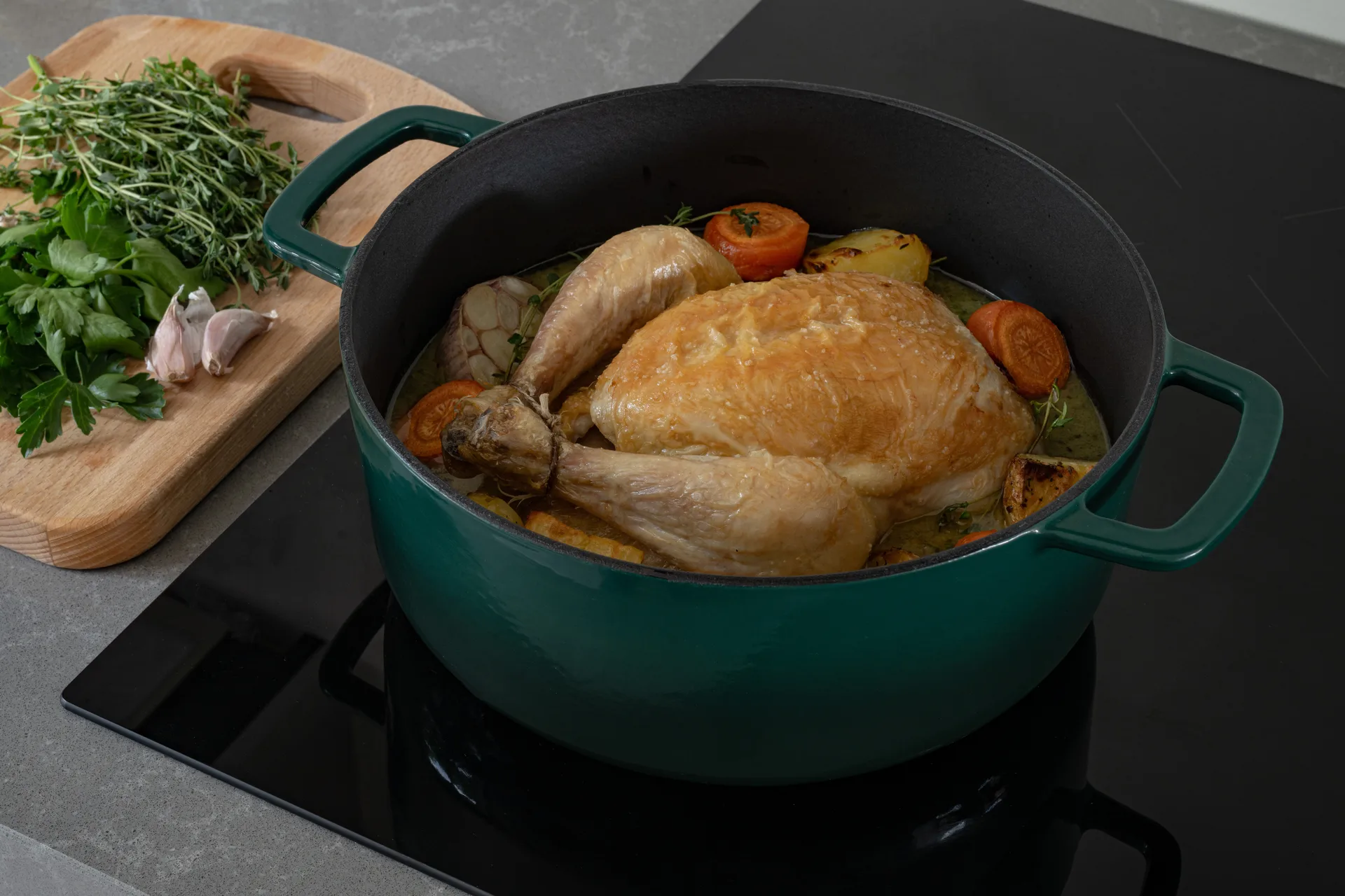 Combekk geëmailleerde gietijzeren braadpan Ø24 cm, Holly Green-gold knob Combekk