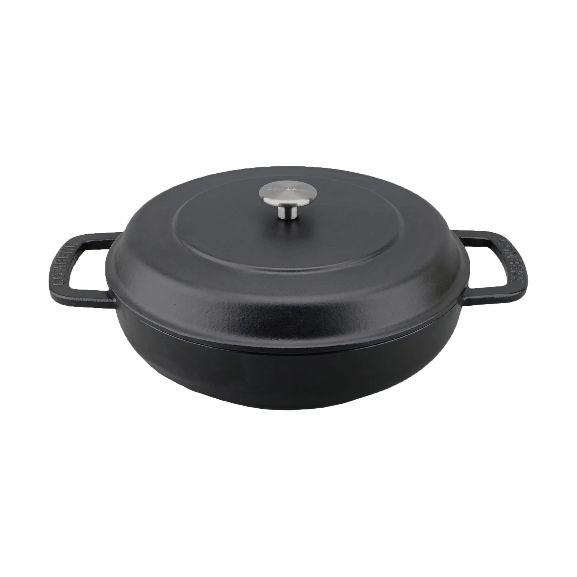 Combekk geëmailleerde sauteerpan gietijzer Ø28 cm, Black-silver knob Combekk