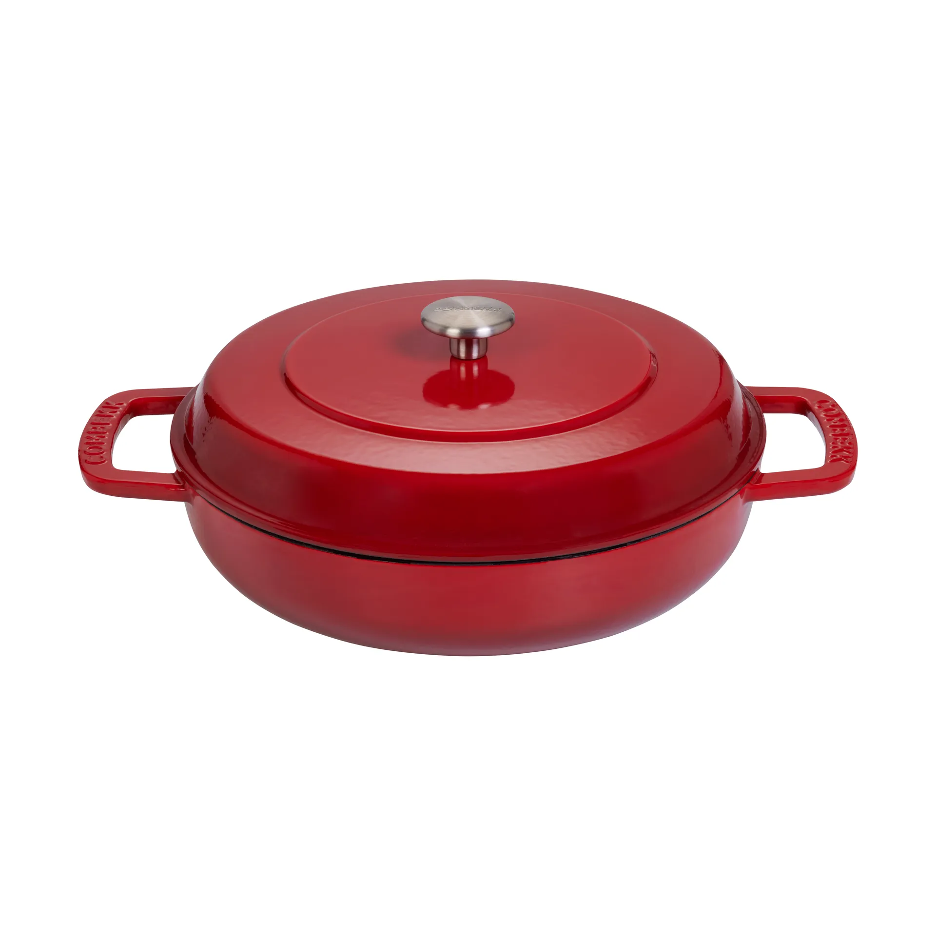 Combekk geëmailleerde sauteerpan gietijzer Ø28 cm, Cherry-silver knob Combekk