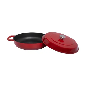Combekk geëmailleerde sauteerpan gietijzer Ø28 cm - Cherry-silver knob - Combekk