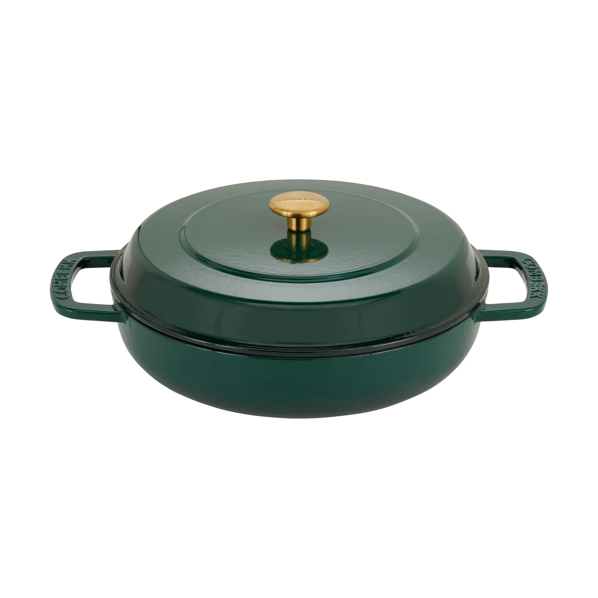 Combekk geëmailleerde sauteerpan gietijzer Ø28 cm, Holly Green-gold knob Combekk