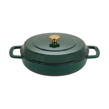 Combekk geëmailleerde sauteerpan gietijzer Ø28 cm - Holly Green-gold knob - Combekk