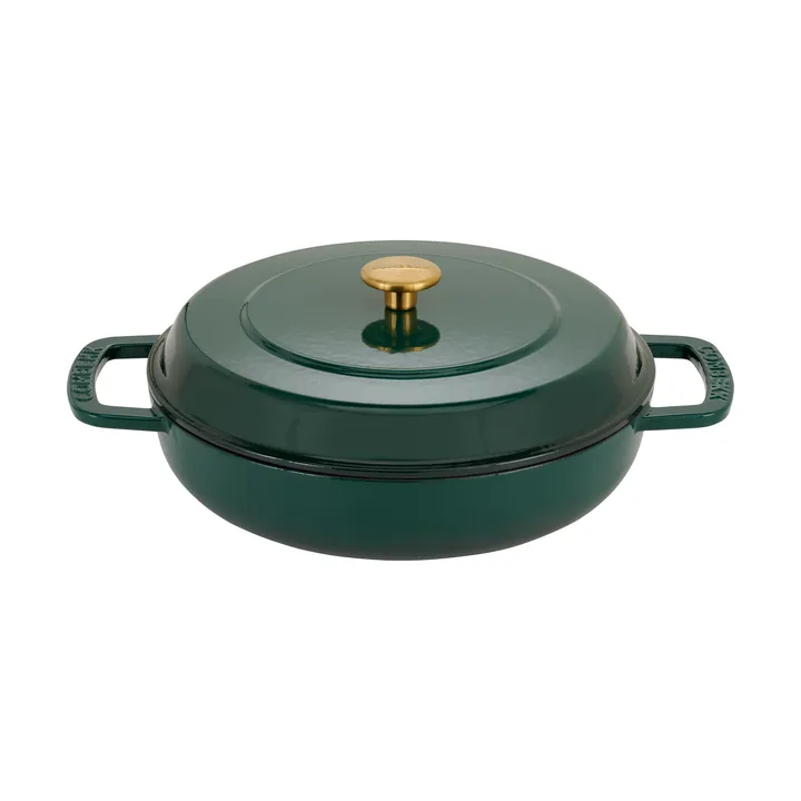 Combekk geëmailleerde sauteerpan gietijzer Ø28 cm - Holly Green-gold knob - Combekk