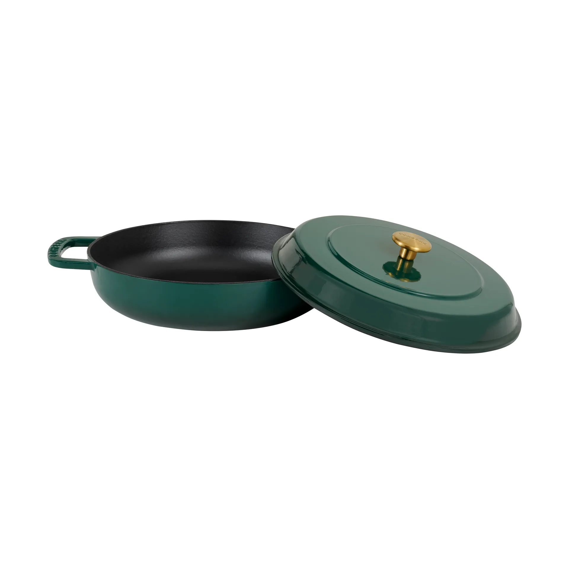 Combekk geëmailleerde sauteerpan gietijzer Ø28 cm, Holly Green-gold knob Combekk