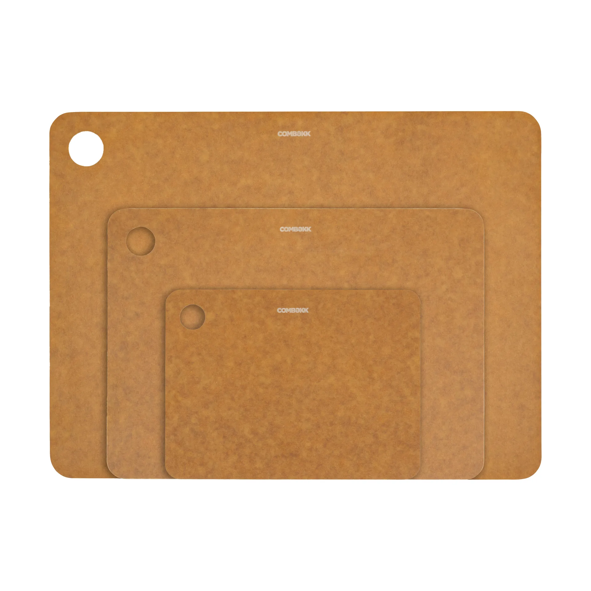 Combekk snijplank hout 3-delig, Brown Combekk