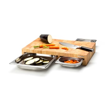 Snijplank rubberhout met 3 bakken - 32x48 cm - Continenta