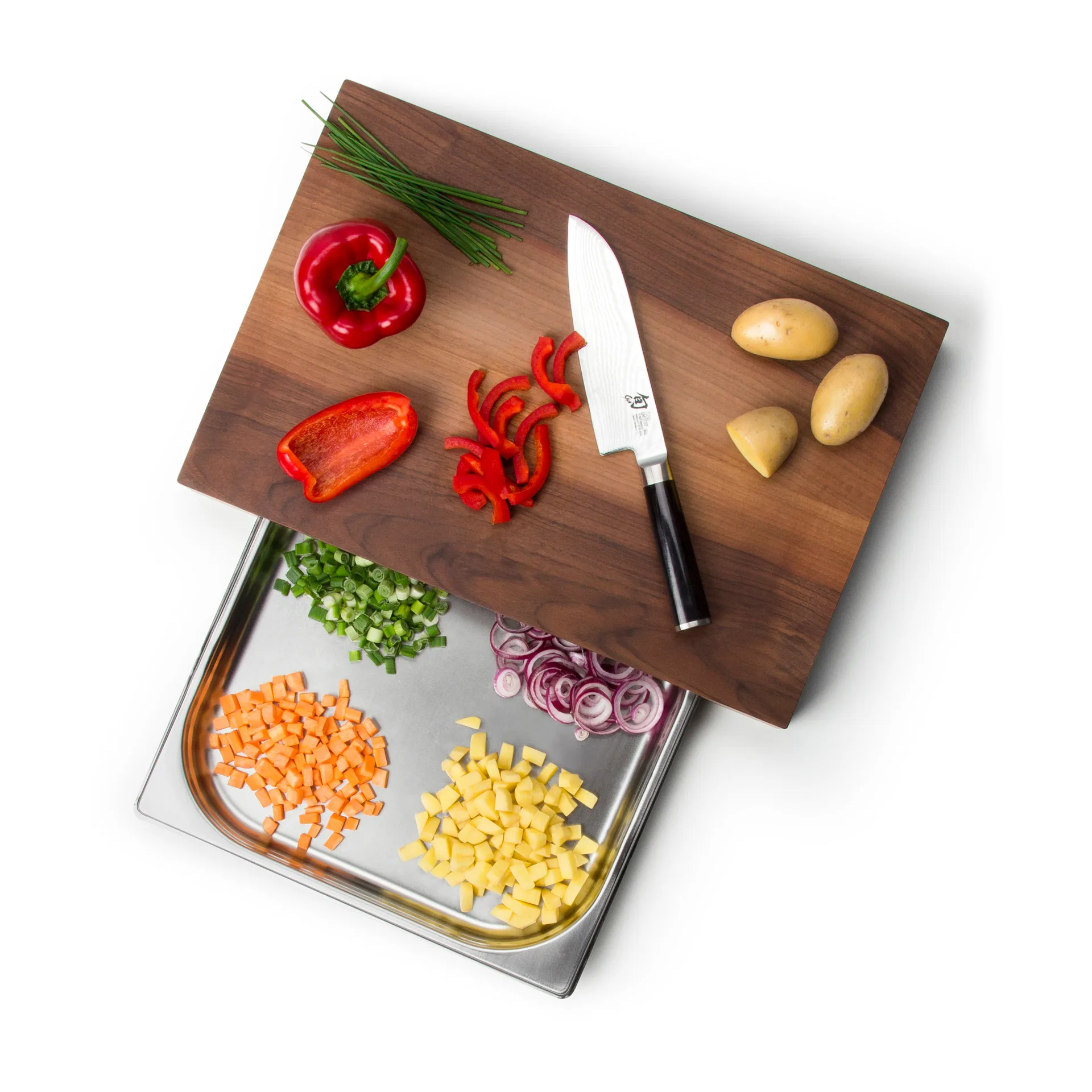 Snijplank walnoot met 1 bak, 27x39 cm Continenta